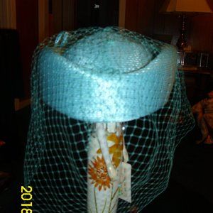 Vintage Turquoise Feathered Dress Hat  Church  Weddings Occasions
